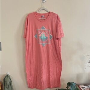 Vintage Martha's Vineyard Nightgown Night Shirt Pastel Cozy Cotton Pink Anvil OS